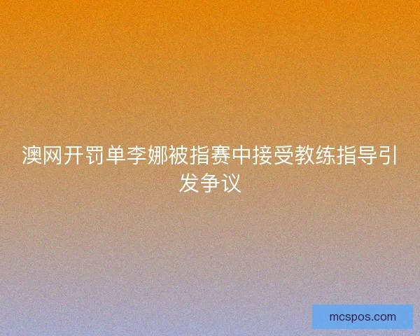 澳网开罚单李娜被指赛中接受教练指导引发争议