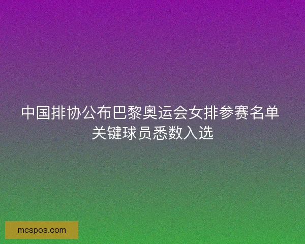 中国排协公布巴黎奥运会女排参赛名单 关键球员悉数入选